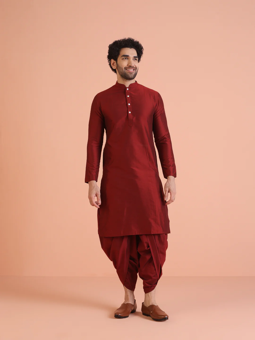 Men Black Solid Kurta Indowestern Dhoti Set - Image 7