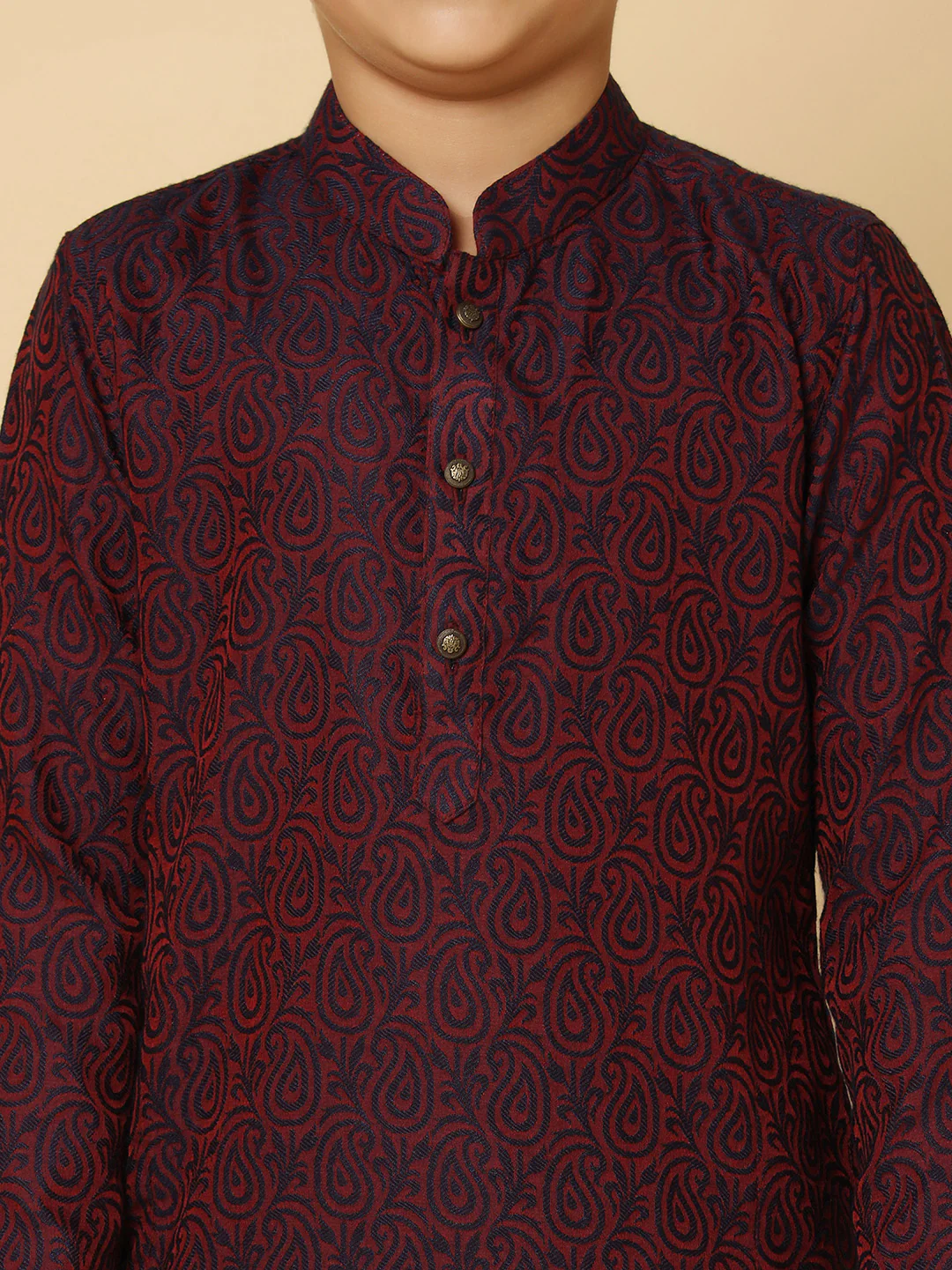 Boy's PurpleTextured Kurta - Image 5